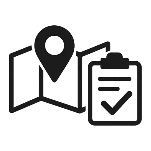 Image depicting a map and a checklist